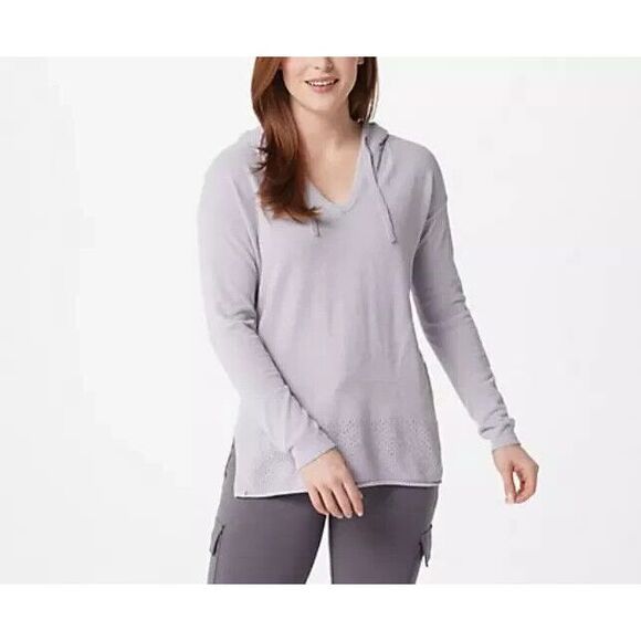 Barefoot Dreams Tops - Barefoot Dreams CozyChic Ultra Lite Pointelle Hoodie Sweater Soft Violet size XL